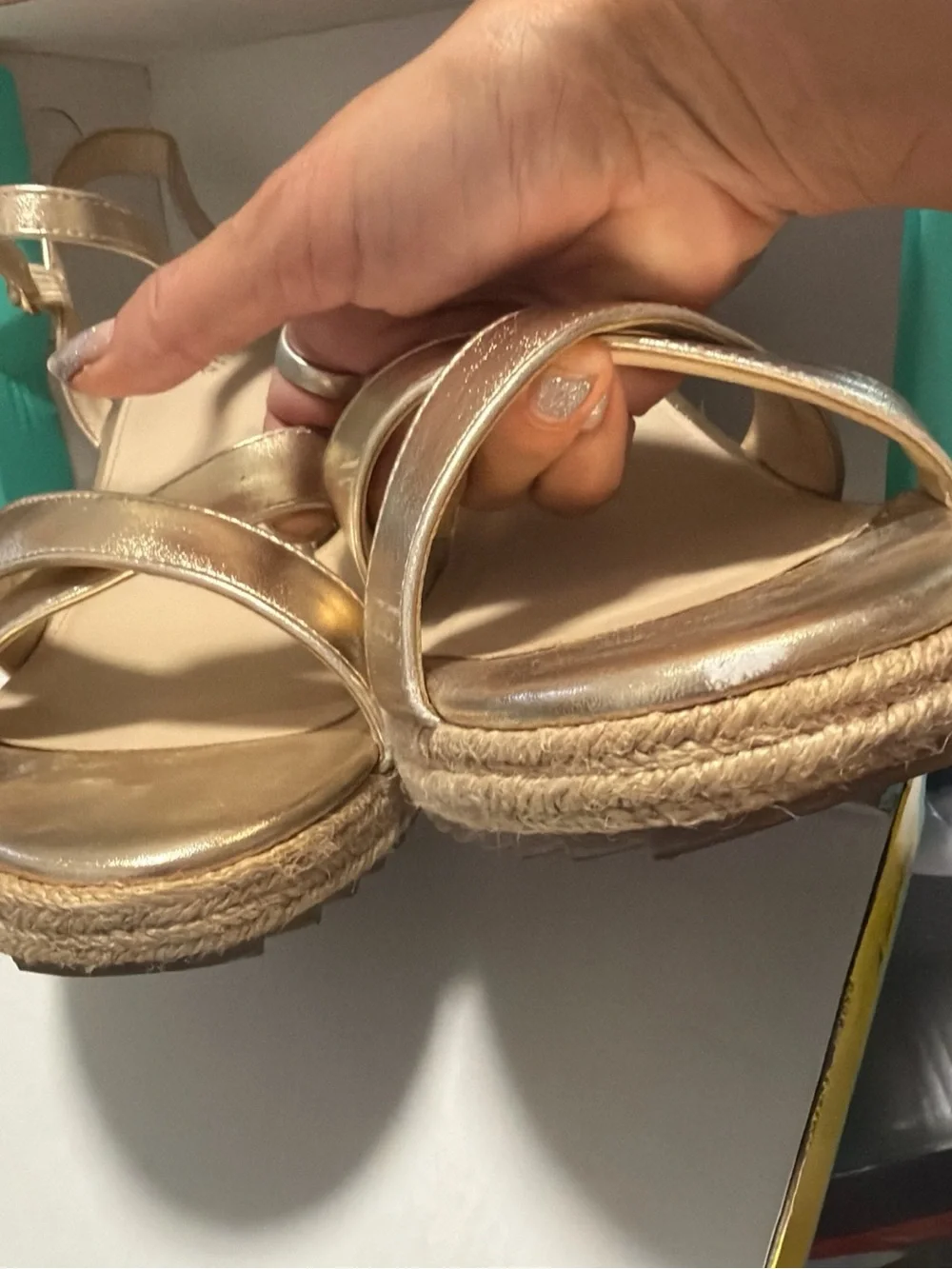 Ankis Wedge Sandals Gold Espadrille Wedge Sandals Size 11